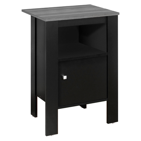 Monarch Specialties Accent Table - Black / Grey Top Night Stand With Storage I 2134